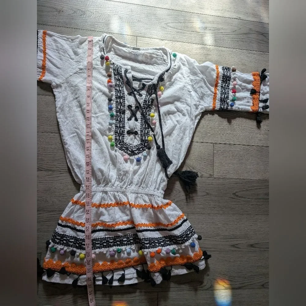 Dodo Bar Or‎ Pass Pour Too Tassel Pom Pom Bohemian Dress Size Small